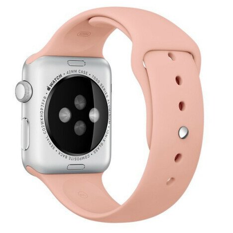 Curea iUni compatibila cu Apple Watch 1/2/3/4/5/6/7, 44mm, Silicon, Vintage Rose